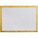 A white rectangular cake board with gold trim.