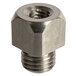 A stainless steel threaded nut with a square head.