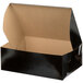 A black Enjay bakery box with the lid open.
