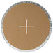 A circular cardboard with a cross in the middle.