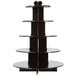 A black 5-tier disposable cupcake stand with round shelves.