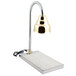 A Bon Chef single carving station lamp with a brass shade on a white surface.