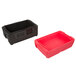 A black Metro Mightylite BigBoy food pan carrier with a red lid.