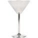 A Tablecraft stainless steel martini glass with a stem.