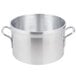A silver Vollrath Wear-Ever aluminum sauce pot with handles.