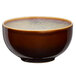 A brown Sama porcelain bowl with a white rim.