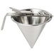 A Matfer Bourgeat stainless steel confectionery dispenser funnel with a metal handle.