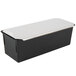 A black rectangular container with a silver lid.