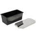 A black rectangular Matfer Bourgeat bread loaf pan with a silver metal lid.