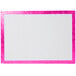 A white cake board with a pink border.