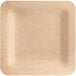 A Bamboo by EcoChoice square wooden plate with a thin square edge.