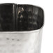An American Metalcraft stainless steel square fry cup with a hammered finish and a handle.