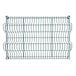 A close-up of a Regency green epoxy wire rack shelf with metal grid slots.