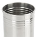 An American Metalcraft stainless steel soup can with three rings on the side and a lid.