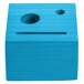 A sky blue wood block check presenter.