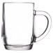 A case of 36 clear Libbey glass coffee mugs with handles.