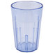 A slate blue plastic tumbler with a clear bottom.