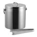 A Tablecraft stainless steel ice bucket with lid and tongs.