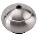 A silver ball shaped Chef Specialties stainless steel pepper mill with a black rubber base.