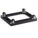 A black plastic frame with wheels for an Orbis Bakery Tray Dolly.