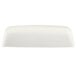 A white rectangular porcelain butter dish with a white cover.