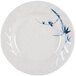 A white Thunder Group melamine plate with a blue bamboo design.