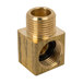 The brass threaded base of a T&S hands-free faucet.