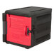 A black and red Metro Mightylite insulated pan carrier kit and dolly.