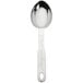 A Vollrath stainless steel 1/4 cup measuring spoon with a handle.