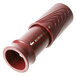 A red plastic Franmara Burgundy wine saver vacuum pump stopper with a hole.