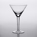 An Anchor Hocking Marbeya martini glass with a long stem and clear rim.