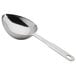 A silver stainless steel Vollrath measuring scoop with a long handle.