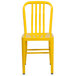 A Flash Furniture yellow metal chair with a vertical slat back on a white background.