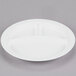 A white polycarbonate plate with three sections.