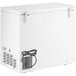 A white Galaxy CF7 commercial chest freezer with a power cord.