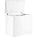 A white Galaxy CF7 commercial chest freezer with a lid open.