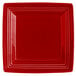 A red square Tuxton Concentrix china plate with a white border.