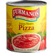 A #10 can of Furmano's pizza sauce with a red label and red sauce inside.