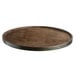 A Lancaster Table & Seating round wood butcher block table top with espresso finish on a table.