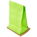 An Oreck green vacuum bag on a white background.