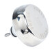A silver metal iSi push button with a white background.
