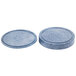 A case of 12 blue circular polyethylene tortilla servers with lids.