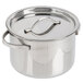 An American Metalcraft stainless steel mini pot with a lid.