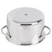 An American Metalcraft stainless steel pot with two handles and a lid.