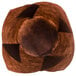 A Hoffmaster chocolate brown tulip baking cup with a brown and black design.