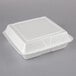 A white foam container with 3 compartments and a hinged lid.