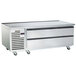 A Traulsen stainless steel 2 drawer freezer chef base on wheels.