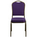 A purple Flash Furniture banquet chair with a gold metal frame.