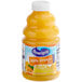 A close-up of a bottle of Ocean Spray 100% Orange Juice.