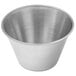 A stainless steel Choice round sauce cup.